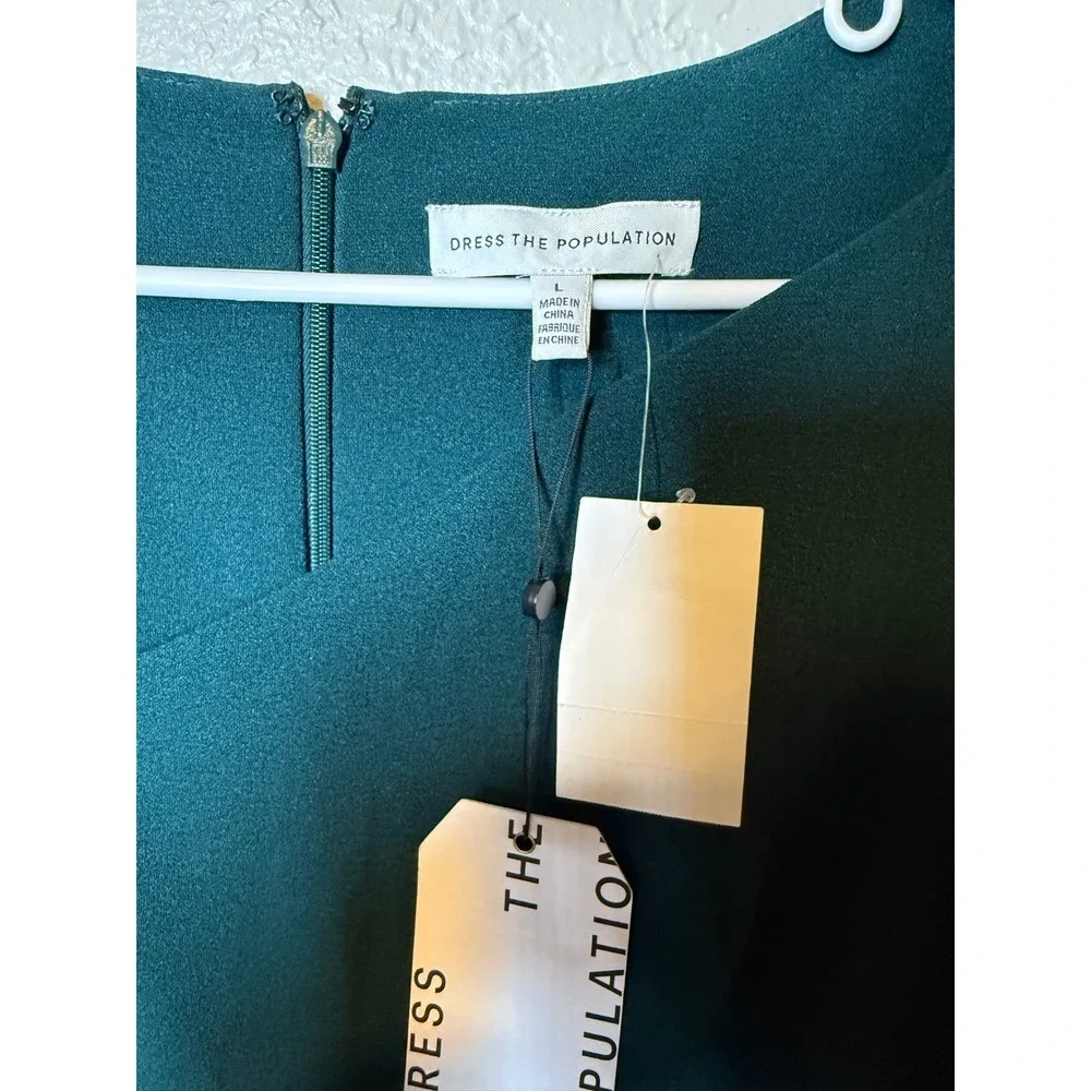 Dress The Population Womens Sheath Dress Green Short Sleeve - Picture 5 of 5